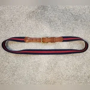 Vintage Coach Leather and Linen Blue and Red Belt # 3821 Coach red leather belt - Gem main image 2